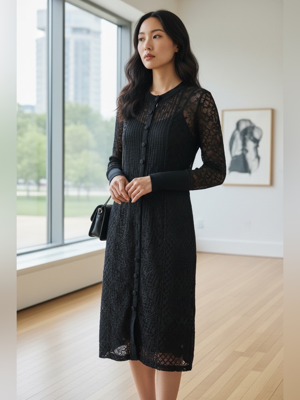 Beguile by Byron Lars Women Black Sheath Sweater Dress 3/4 Sleeve Size 2